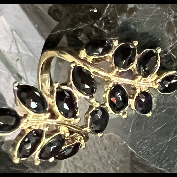 Gold-Tone Black Leaf Ring - Picture 2 of 2